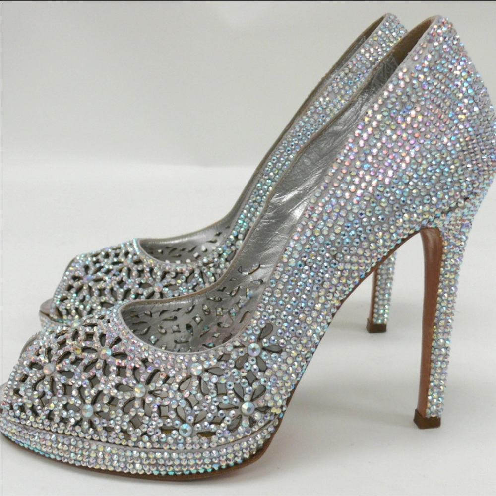 Francesco Sacco Embellished Silver Raso Argento 1811 Pumps
